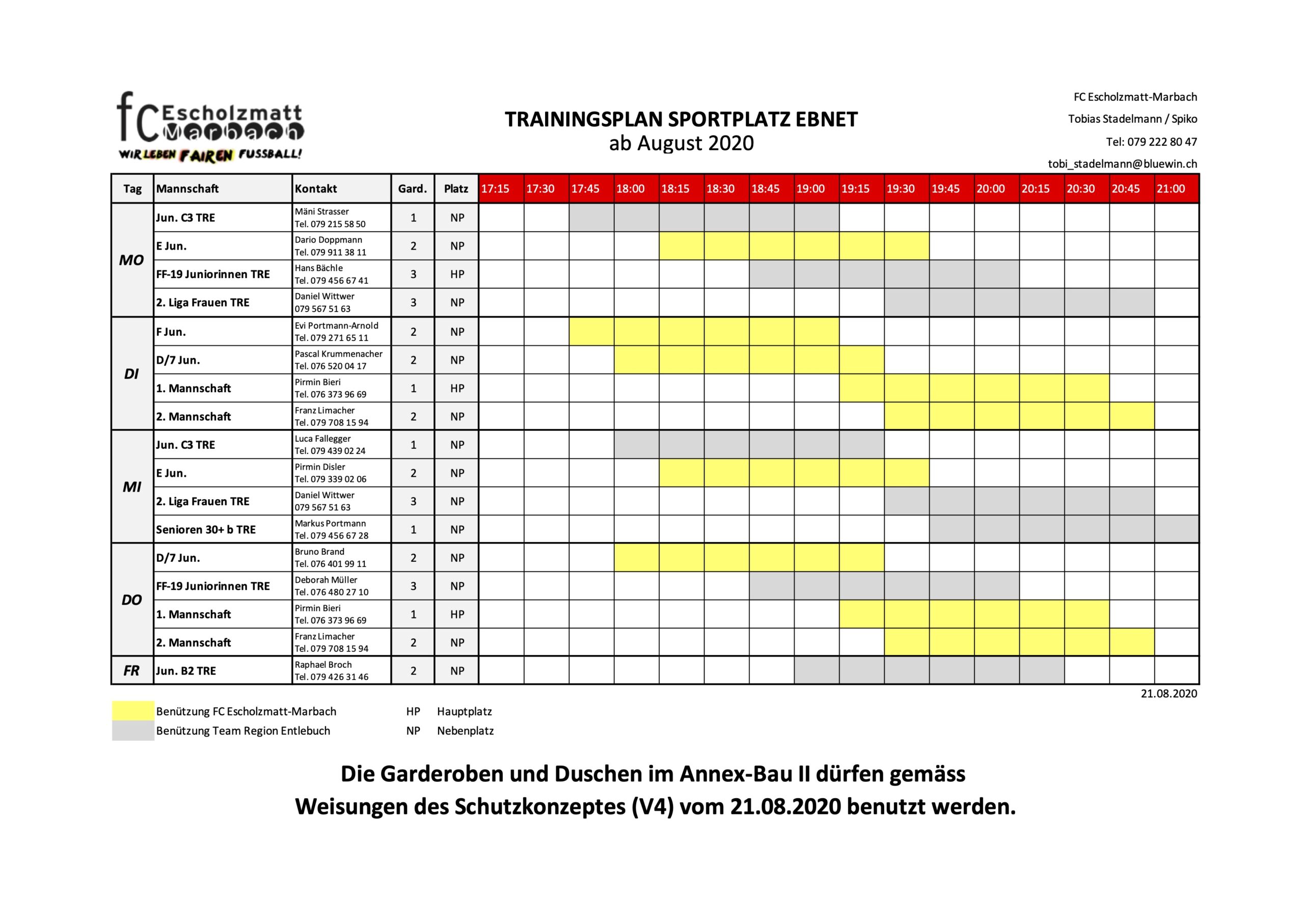 Trainingsplan FC Escholzmatt Marbach Trainingsplan FC Escholzmatt Marbach